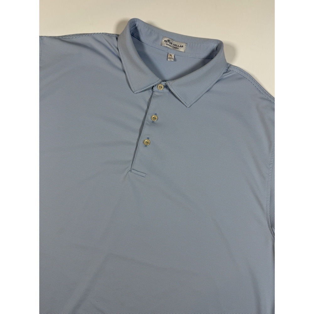 Peter Millar Summer Comfort Men's Size XL Blue Jubilee Striped Polo Golf Shirt